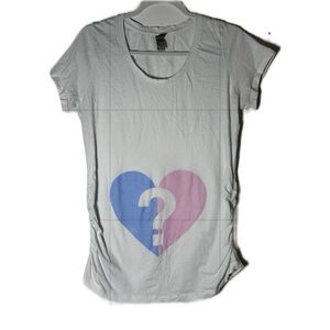 Bloom Maternity Gender Reveal T-shirt Top with Heart & Question Mark see photos